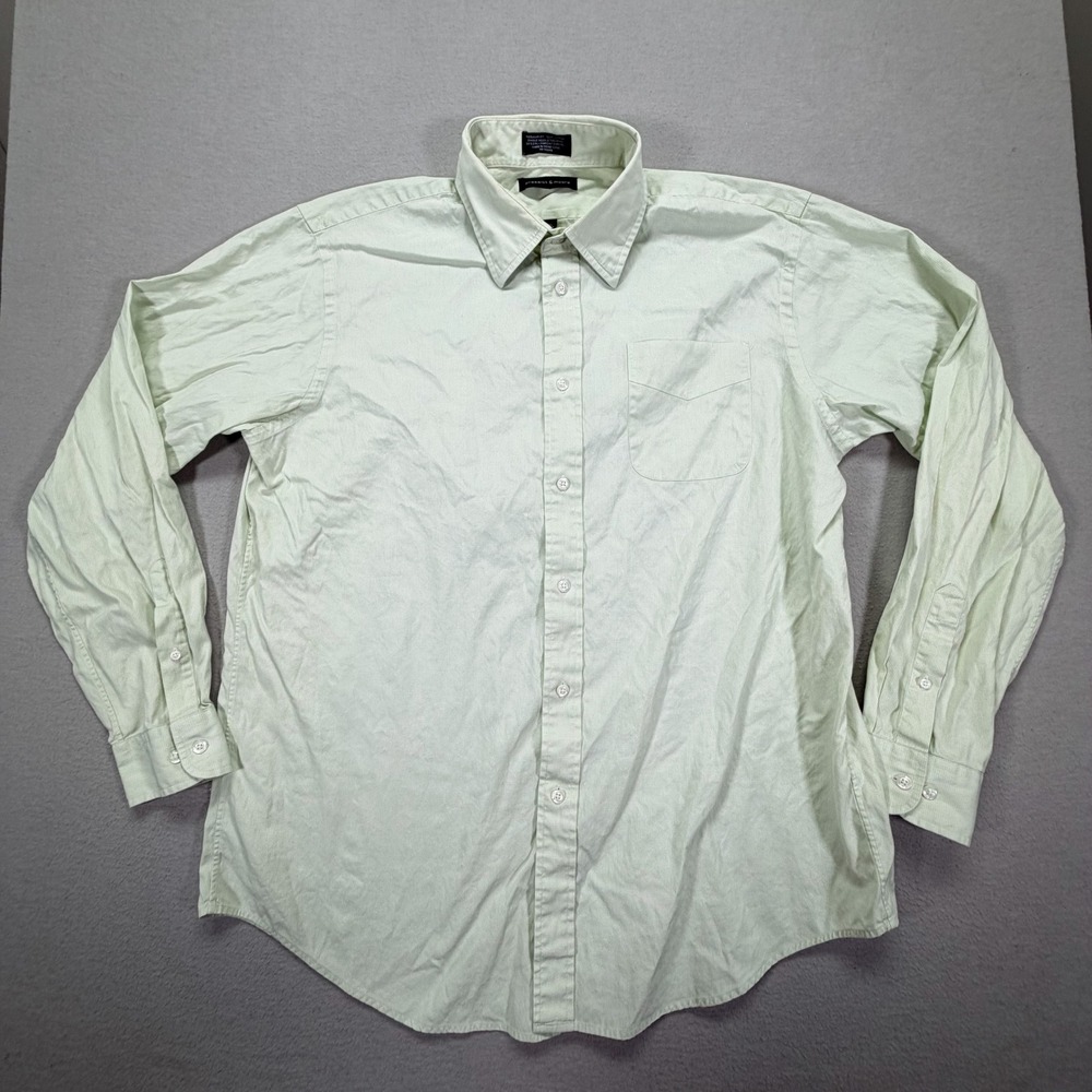 Preswick & Moore Mens Button Down Regular Fit Green Pinpoint Oxford 17.5 36/37